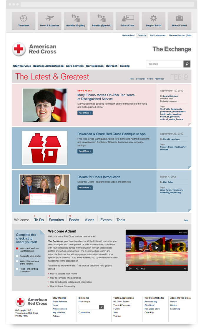 American Red Cross Intranet design