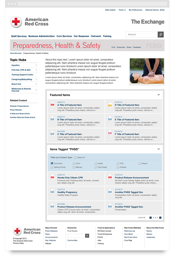 American Red Cross Intranet design